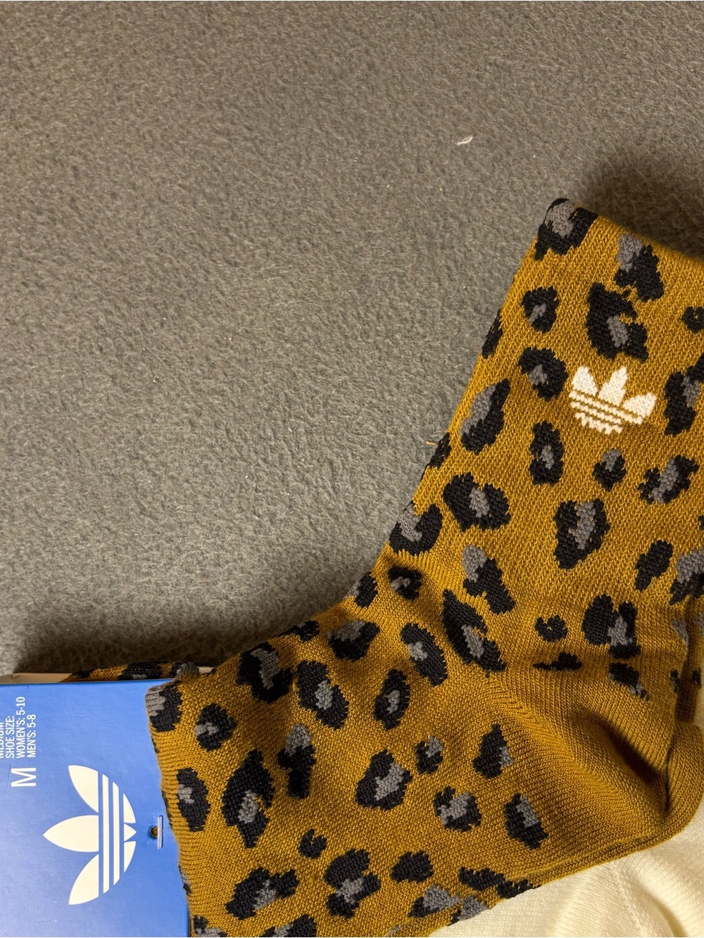 Adidas leopard print socks in black & multi size M - Picture 2 of 6
